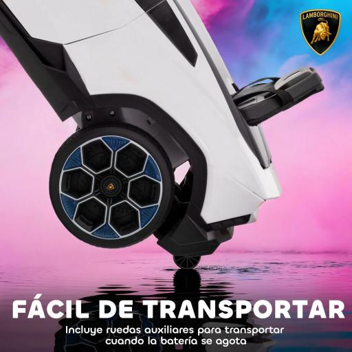 Coche Eléctrico para Niños de +3 Años con licencia Lamborghini Batería 12V Mando a Distancia 2,4 G Motor Doble Blanco [1]