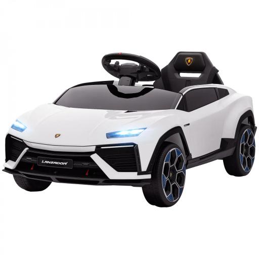 Coche Eléctrico para Niños de +3 Años con licencia Lamborghini Batería 12V Mando a Distancia 2,4 G Motor Doble Blanco [9]