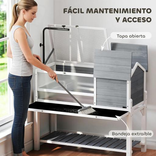 Casa para Tortugas de Madera con Soporte para Lámpara Ajustable Techos Abatibles Bandeja Extraíble y Estante Inferior [2]