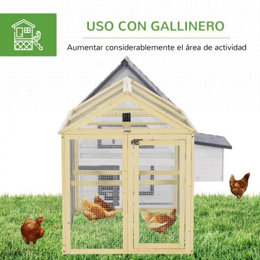 Gallinero para Exterior 140x88,5x106 cm con 3 Perchas Marco de Madera y 2 Puertas con Cierre Madera Natural [2]
