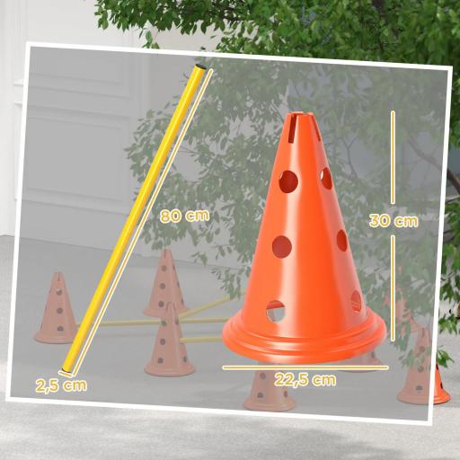 Juego de Agilidad para Perros Vallas de Obstáculos de Entrenamiento de Coordinación 8 Conos 8 Barras Bolsa [1]