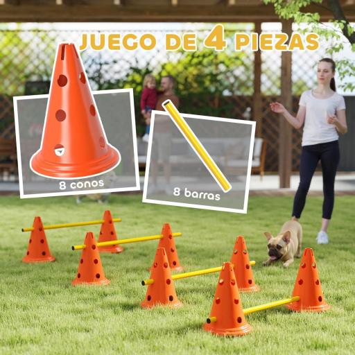 Juego de Agilidad para Perros Vallas de Obstáculos de Entrenamiento de Coordinación 8 Conos 8 Barras Bolsa [5]