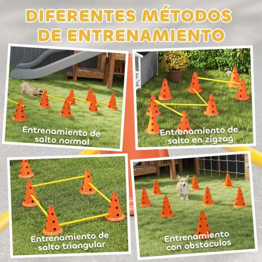 Juego de Agilidad para Perros Vallas de Obstáculos de Entrenamiento de Coordinación 8 Conos 8 Barras Bolsa [3]