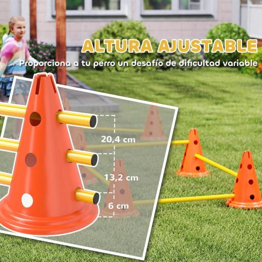 Juego de Agilidad para Perros Vallas de Obstáculos de Entrenamiento de Coordinación 8 Conos 8 Barras Bolsa [6]