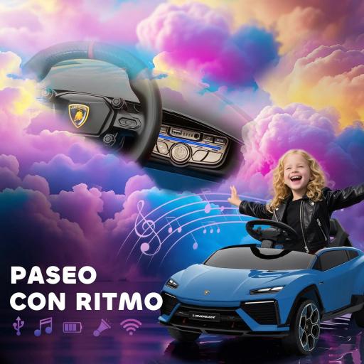 Coche Eléctrico para Niños de +3 Años con licencia Lamborghini Batería 12V Mando a Distancia 2,4 G Motor Doble Azul [5]