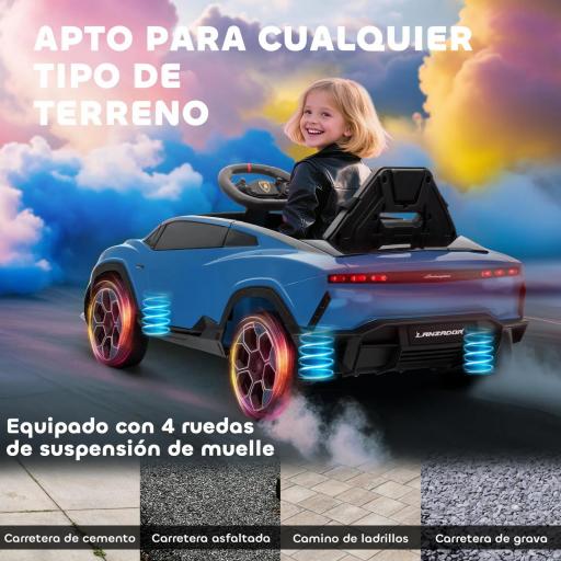 Coche Eléctrico para Niños de +3 Años con licencia Lamborghini Batería 12V Mando a Distancia 2,4 G Motor Doble Azul [7]
