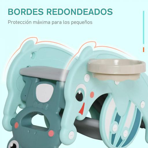  3 en 1 Caballo Balancín para Niños con Tobogán Aro de Baloncesto Set de Juegos Multifuncional con Superficies Suaves 18-36 Meses con Forma de Rana Delfín 72x34x47 cm Verde [7]