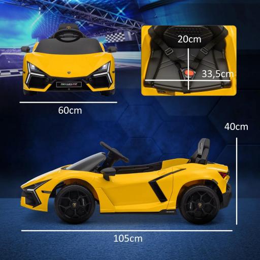 Coche eléctrico 12V con licencia Lamborghini vehículo eléctrico control remoto velocidad 3-5 km/h 3-5 años amarillo [3]