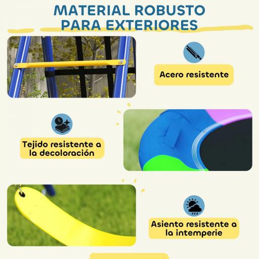 Conjunto de Columpios 6 en 1 para Niños con Nido Escalera Red para Escalar Canasta 350x183x200 cm Multicolor [4]