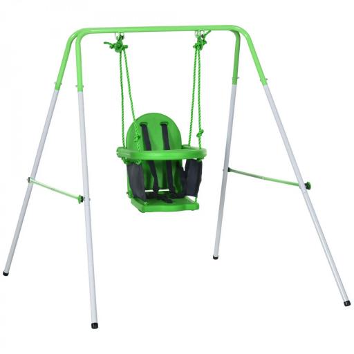 Columpio Infantil para 6-36 Meses con Respaldo y Cinturón de Seguridad para Interior Exterior 122x146x122 cm Verde [9]