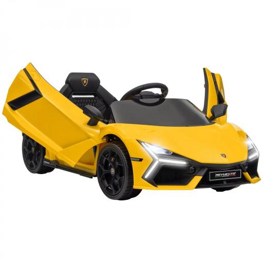 Coche eléctrico 12V con licencia Lamborghini vehículo eléctrico control remoto velocidad 3-5 km/h 3-5 años amarillo [4]