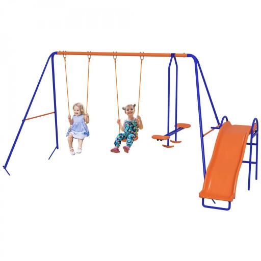 Columpio Infantil 4 en 1 Columpio para Niños con 2 Columpios Individuales 1 Columpio del Planeador 1 Tobogán Multicolor [9]