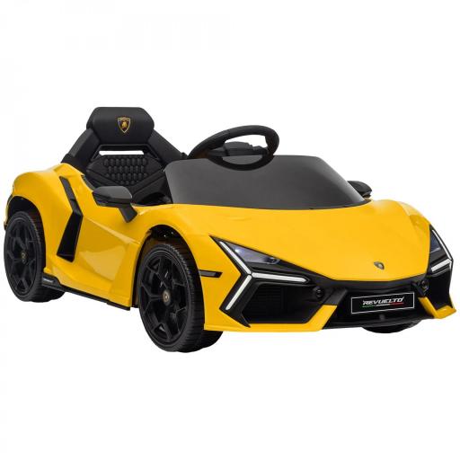 Coche eléctrico 12V con licencia Lamborghini vehículo eléctrico control remoto velocidad 3-5 km/h 3-5 años amarillo [6]