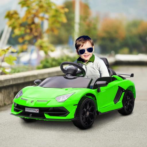 Coche eléctrico para niños con licencia Lamborghini Aventador SVJ 12V con puertas de alas de gaviota control remoto 3-5 km/h