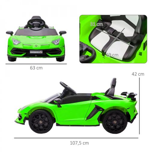 Coche eléctrico para niños con licencia Lamborghini Aventador SVJ 12V con puertas de alas de gaviota control remoto 3-5 km/h [1]