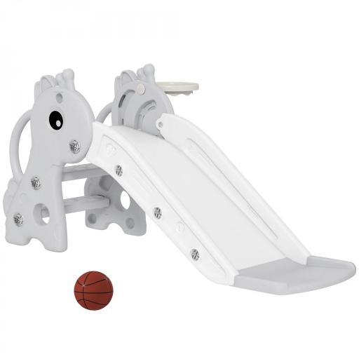 Tobogán Infantil con Diseño de Jirafa Canasta y Escalera para Niños de 1-3 Años para Interior 106x51,5x52 cm Gris [7]