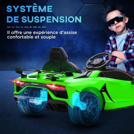 Coche eléctrico para niños con licencia Lamborghini Aventador SVJ 12V con puertas de alas de gaviota control remoto 3-5 km/h [2]