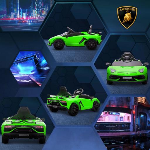 Coche eléctrico para niños con licencia Lamborghini Aventador SVJ 12V con puertas de alas de gaviota control remoto 3-5 km/h [3]