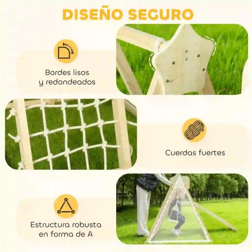 Tobogán Infantil 5 en 1 Estructura de Escalada con Tobogán Columpio Aro de Baloncesto Tabla Red de Escalada Natural [3]