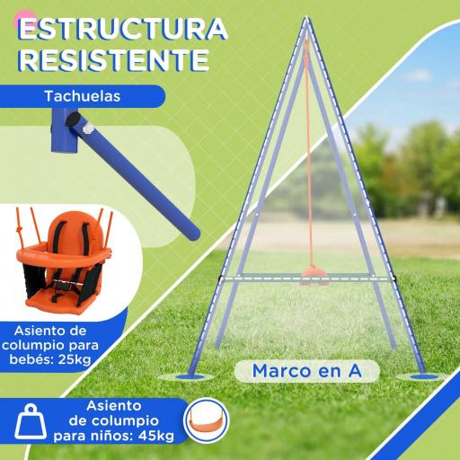 Columpio para Niños y Bebés con 1 Silla para Niños 1 Silla para Bebés y Cinturón de Seguridad 180x160x182 cm Naranja [1]