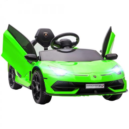 Coche eléctrico para niños con licencia Lamborghini Aventador SVJ 12V con puertas de alas de gaviota control remoto 3-5 km/h [4]