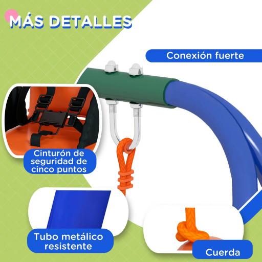 Columpio para Niños y Bebés con 1 Silla para Niños 1 Silla para Bebés y Cinturón de Seguridad 180x160x182 cm Naranja [4]