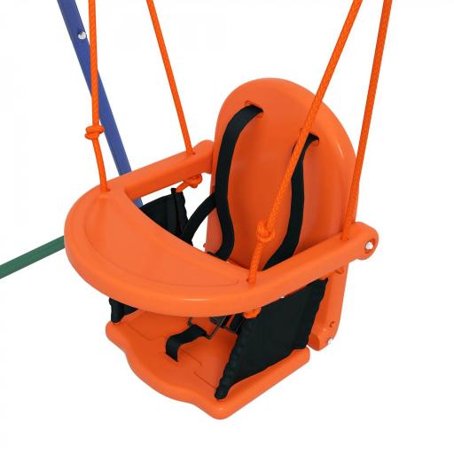 Columpio para Niños y Bebés con 1 Silla para Niños 1 Silla para Bebés y Cinturón de Seguridad 180x160x182 cm Naranja [5]