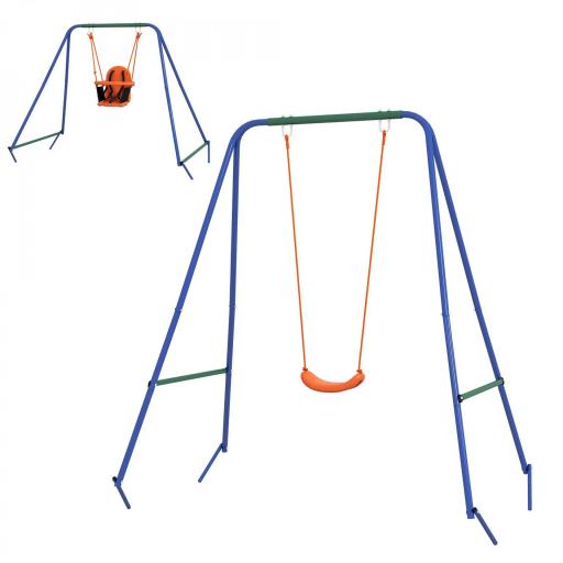 Columpio para Niños y Bebés con 1 Silla para Niños 1 Silla para Bebés y Cinturón de Seguridad 180x160x182 cm Naranja [8]