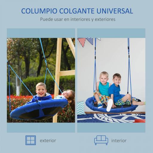 Columpio Infantil tipo Nido Columpio Redondo de Árbol para +3 Años Carga 100 kg Interior y Exterior Ø100x180 cm Azul [2]