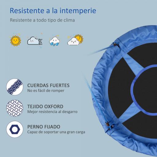 Columpio Infantil tipo Nido Columpio Redondo de Árbol para +3 Años Carga 100 kg Interior y Exterior Ø100x180 cm Azul [5]
