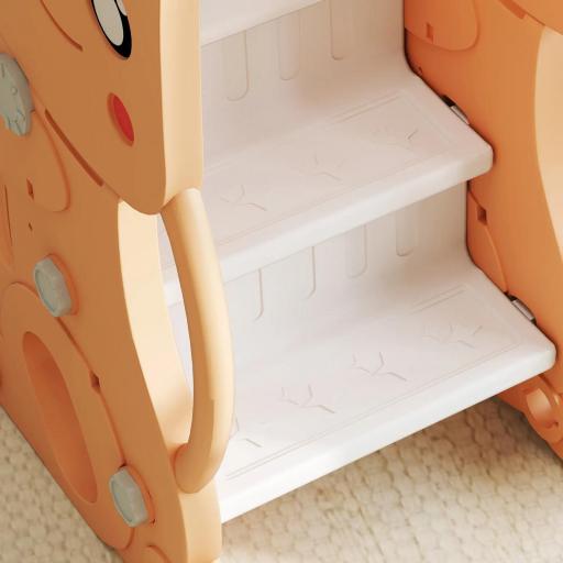 Tobogán Infantil con Columpio con Barandilla y Canasta 4 en 1 para Niños de +18 Meses 147,5x160x107 cm Naranja [7]