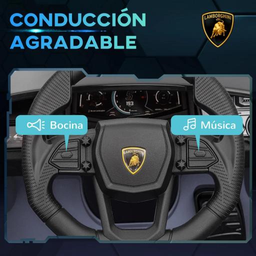 Coche Eléctrico para Niños de +3 Años Lamborghini Revuelto con Mando a Distancia Faros LED Bocina Música Gris [2]