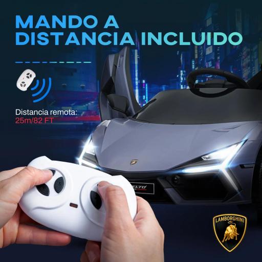 Coche Eléctrico para Niños de +3 Años Lamborghini Revuelto con Mando a Distancia Faros LED Bocina Música Gris [7]