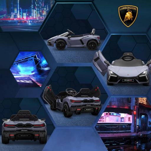 Coche Eléctrico para Niños de +3 Años Lamborghini Revuelto con Mando a Distancia Faros LED Bocina Música Gris [5]