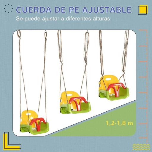 Columpio para Bebés con Respaldo Desmontable y Barra en T para 9-36 Meses 42x33x120-180 cm Multicolor [6]