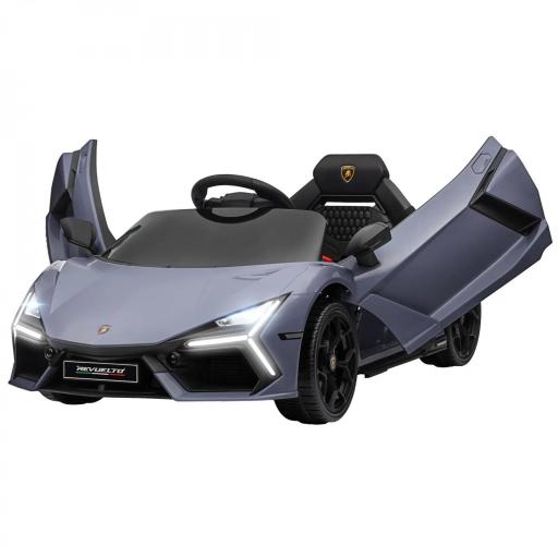 Coche Eléctrico para Niños de +3 Años Lamborghini Revuelto con Mando a Distancia Faros LED Bocina Música Gris [10]