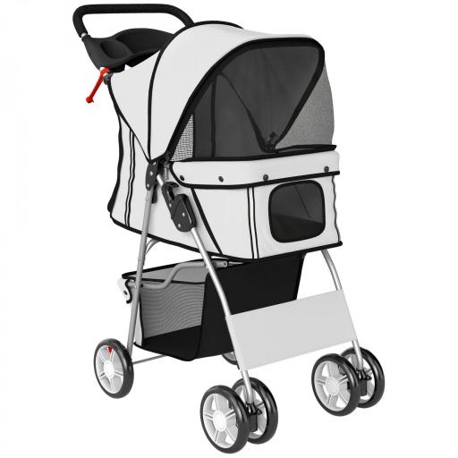 Carrito para Perros Pequeños con Cesta de Almacenaje Portavasos Ruedas y Cojín Lavable 77x44x102 cm Gris [8]