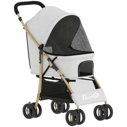 Carrito para Mascotas con 2 Puertas Ventana de Malla Cesta de Almacenamiento Cuerda de Seguridad 80x44,5x97 cm Gris Claro [10]