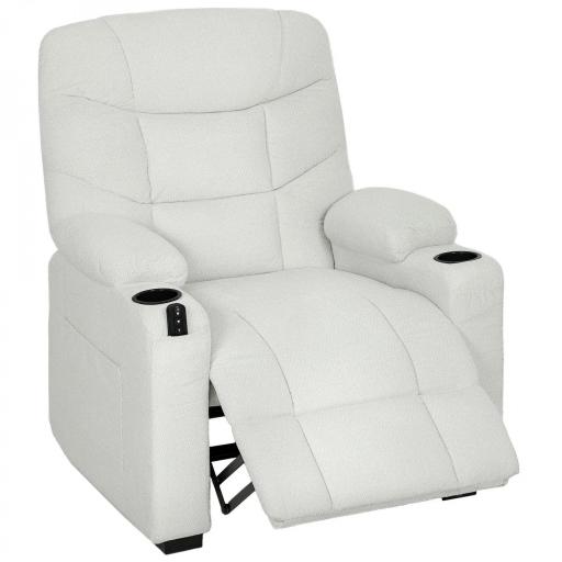 Sillón Relax Reclinable Eléctrico Silencioso con Función Memoria Reposapiés Mando a Distancia Bolsillos Laterales Crema [8]