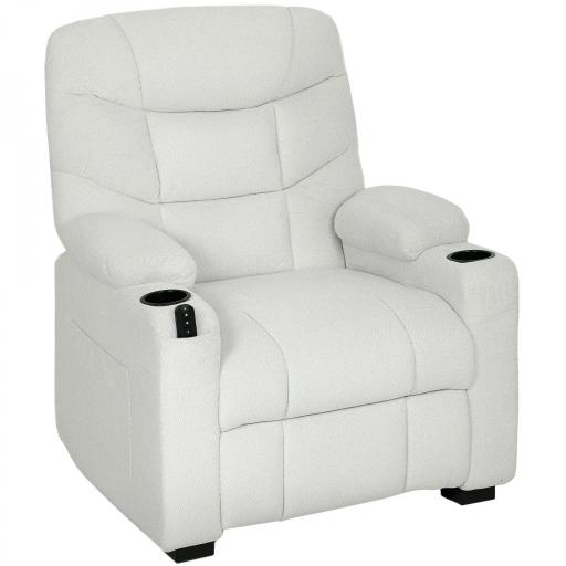 Sillón Relax Reclinable Eléctrico Silencioso con Función Memoria Reposapiés Mando a Distancia Bolsillos Laterales Crema [9]