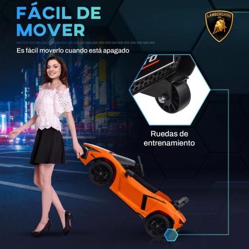Coche Eléctrico para Niños de +3 Años Lamborghini Revuelto con Mando a Distancia Faros LED Bocina Música Naranja [1]