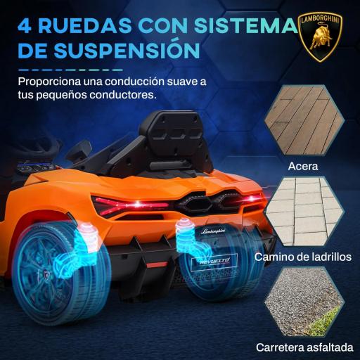 Coche Eléctrico para Niños de +3 Años Lamborghini Revuelto con Mando a Distancia Faros LED Bocina Música Naranja [3]
