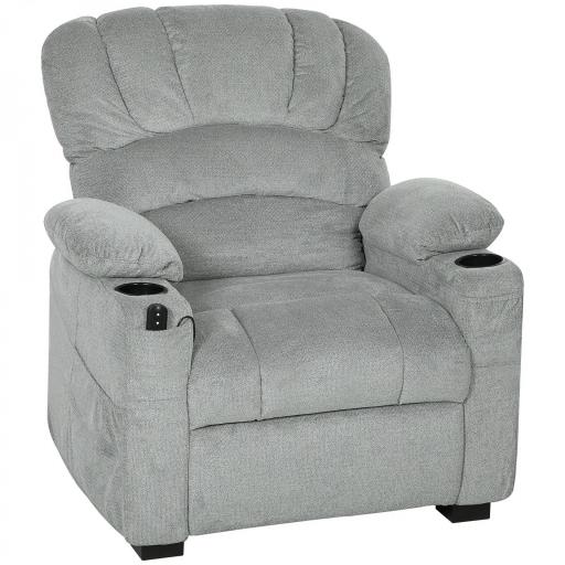 Sillón Relax Reclinable Eléctrico Silencioso con Función Memoria Reposapiés Mando a Distancia Bolsillo Lateral Gris [9]