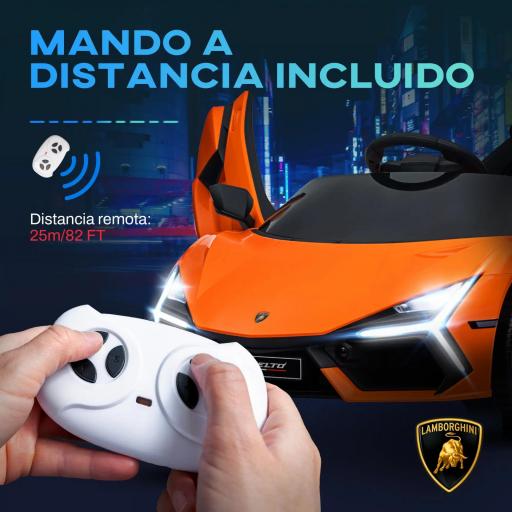 Coche Eléctrico para Niños de +3 Años Lamborghini Revuelto con Mando a Distancia Faros LED Bocina Música Naranja [7]