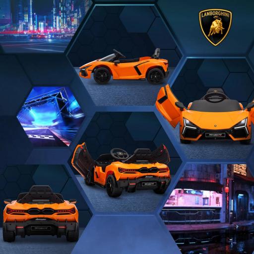 Coche Eléctrico para Niños de +3 Años Lamborghini Revuelto con Mando a Distancia Faros LED Bocina Música Naranja [4]