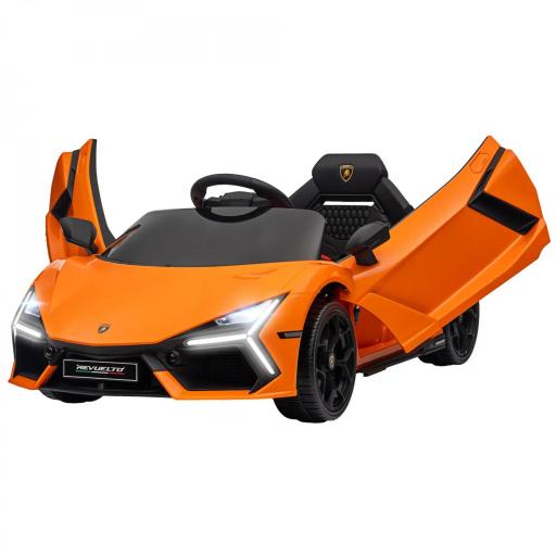 Coche Eléctrico para Niños de +3 Años Lamborghini Revuelto con Mando a Distancia Faros LED Bocina Música Naranja [8]