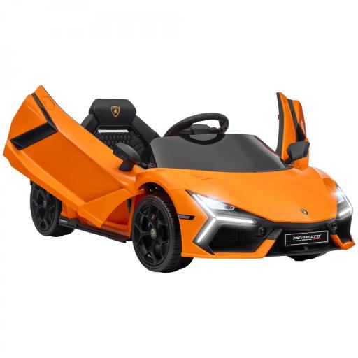 Coche Eléctrico para Niños de +3 Años Lamborghini Revuelto con Mando a Distancia Faros LED Bocina Música Naranja [9]