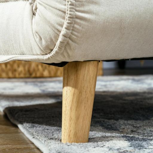 Sillón Cama Individual 2 en 1 Sofá Cama Plegable con Respaldo Ajustable y Cojín para Sala Dormitorio 72x78x79 cm Crema [6]