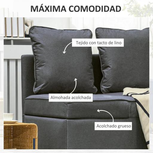 Sofá Cama de 1 Plaza con Respaldo Ajustable Sillón Cama Individual con Almohadas para Dormitorio Apartamento Gris [5]
