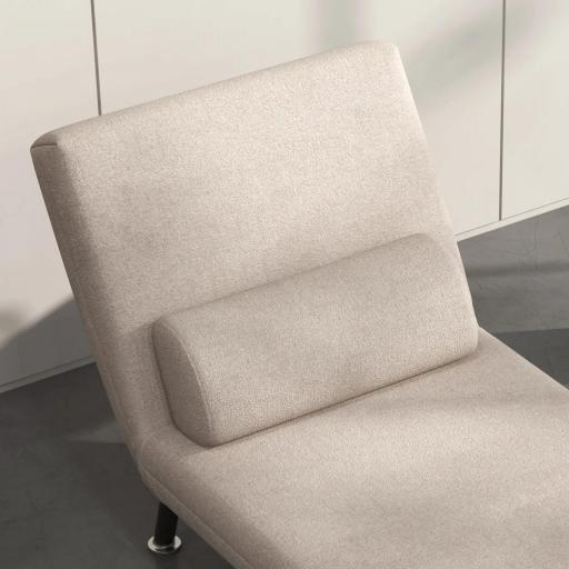 Sofá Cama Individual Plegable con Respaldo Ajustable de 5 Niveles Cojín y Tapizado de Lino Sintético 75x70x75 cm Beige [7]
